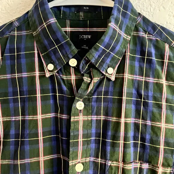 J. Crew Long-Sleeve Poplin Checkered Shirt, XS - Picture 2 of 2